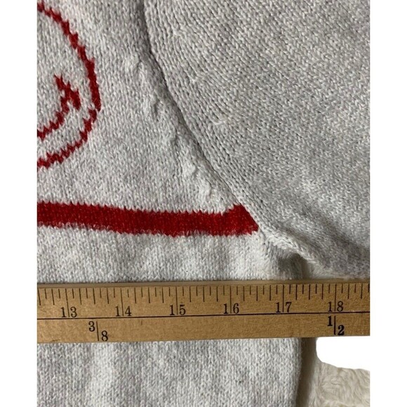New! American Eagle Smiley  Mockneck Sweater gray Marled Blue Red Logo Women's M - Picture 10 of 15
